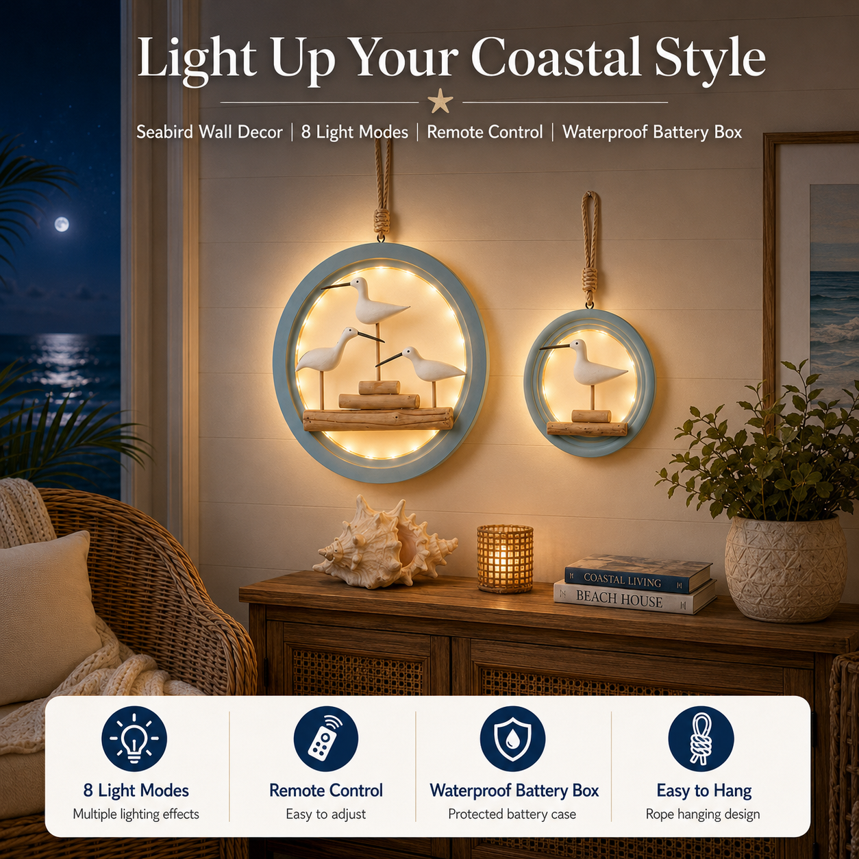 Lighted Seabird Wall Decor