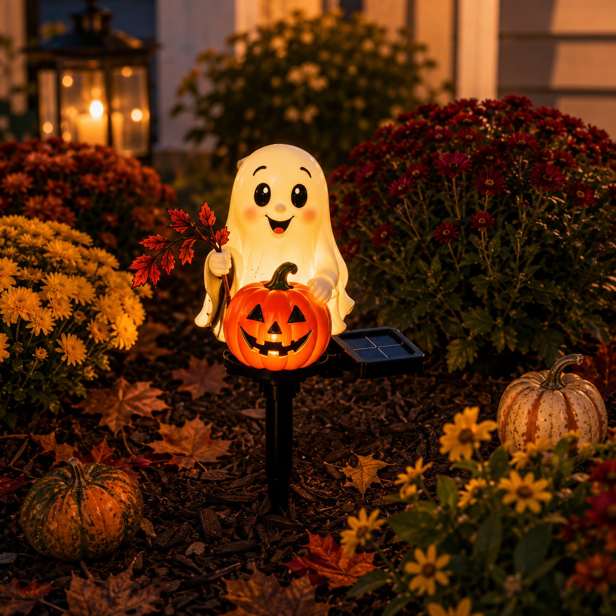 Solar Ghost Pumpkin Stake Light