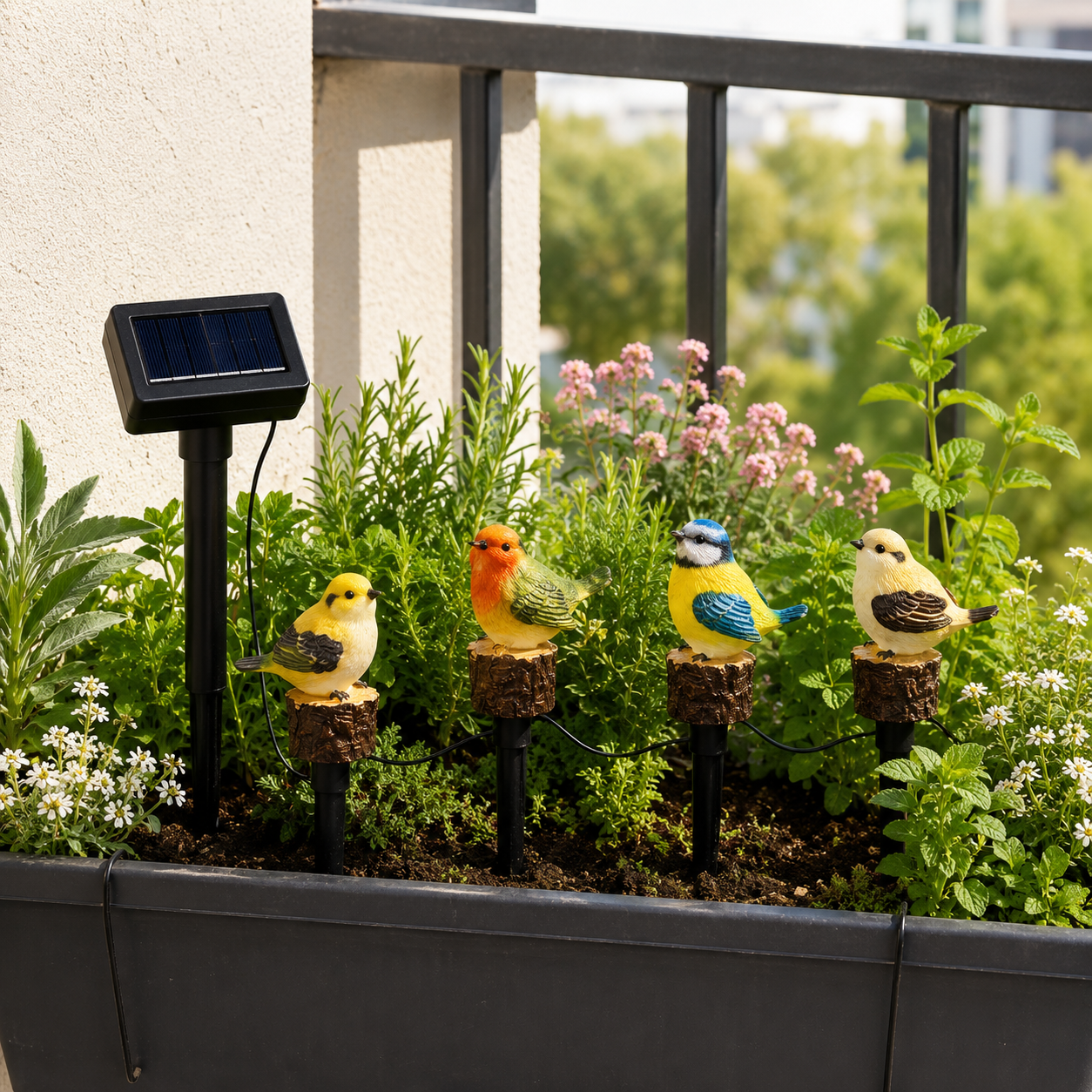 Solar Bird Garden Stake Lights Set of 4