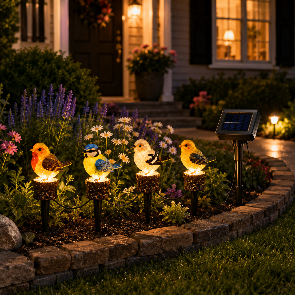 Solar Bird Garden Stake Lights Set of 4