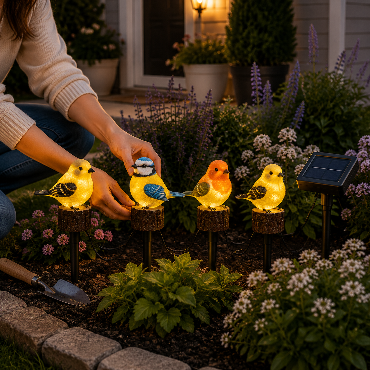 Solar Bird Garden Stake Lights Set of 4