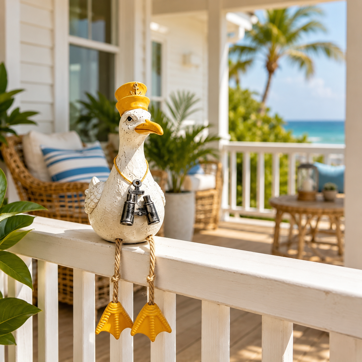 Coastal Seagull Shelf Sitter Decor