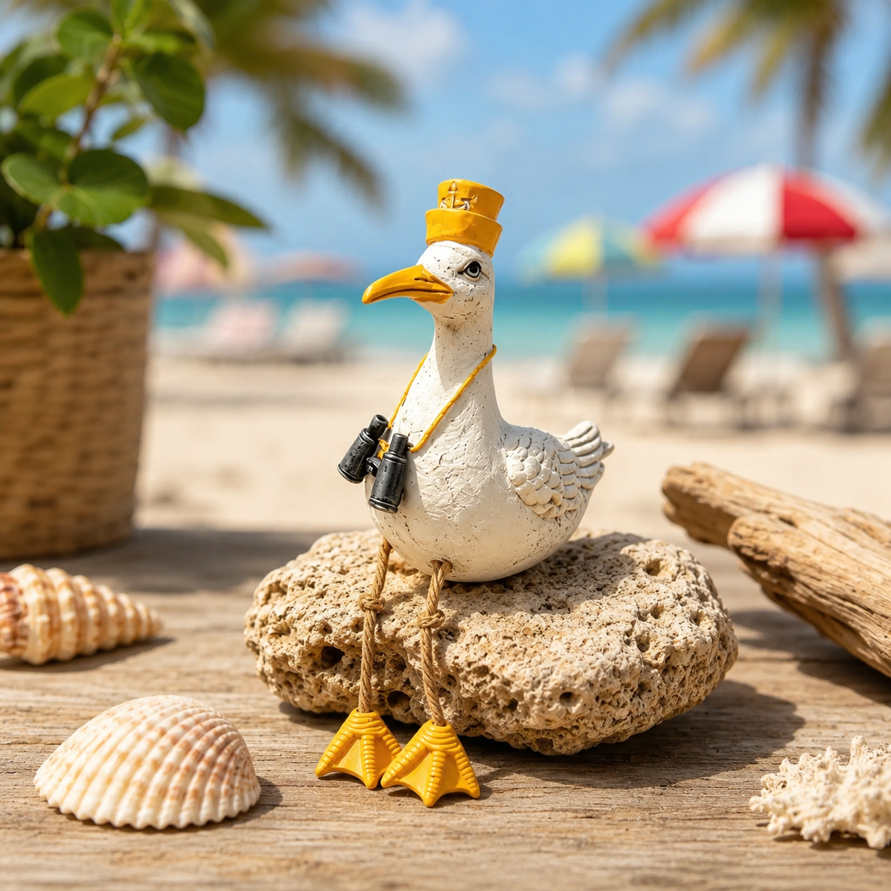 Coastal Seagull Shelf Sitter Decor