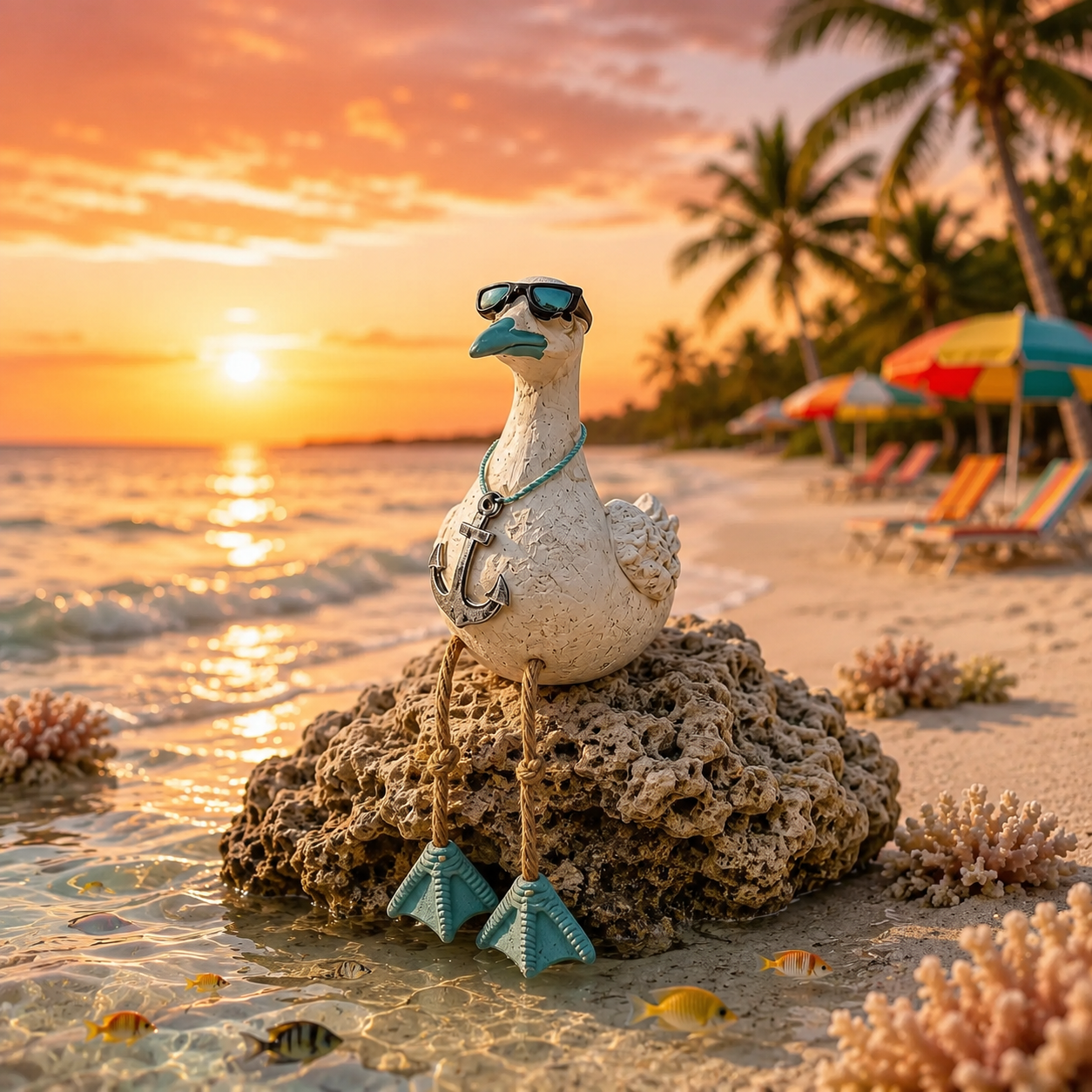 Coastal Seagull Shelf Sitter Decor