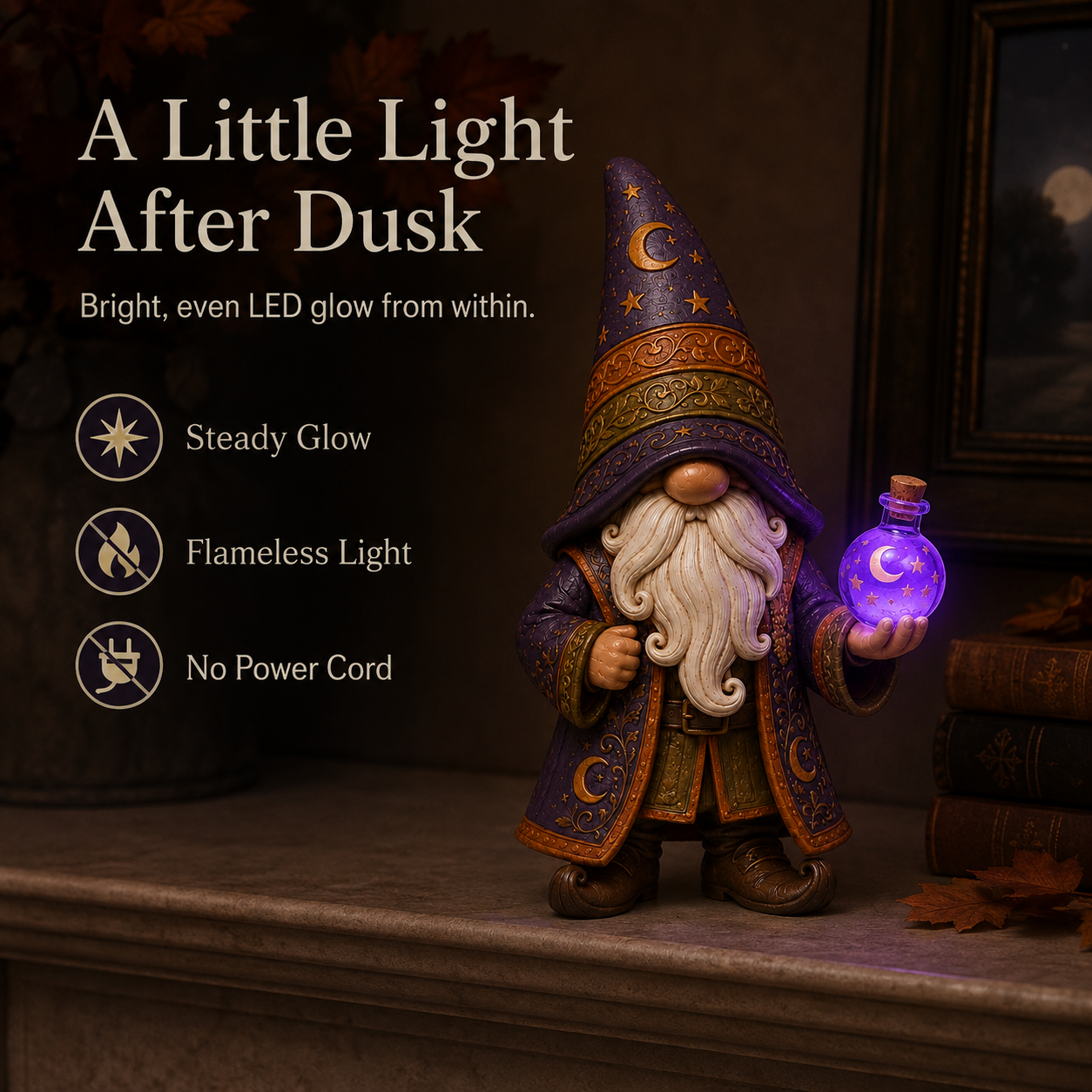 Lighted Autumn Gnome Figurine