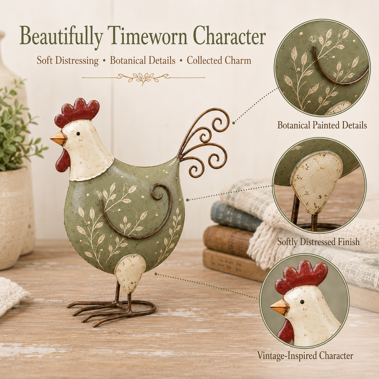 Vintage Farmhouse Garden Hen Figurine