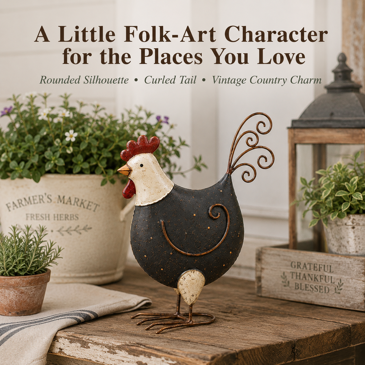Vintage Farmhouse Garden Hen Figurine