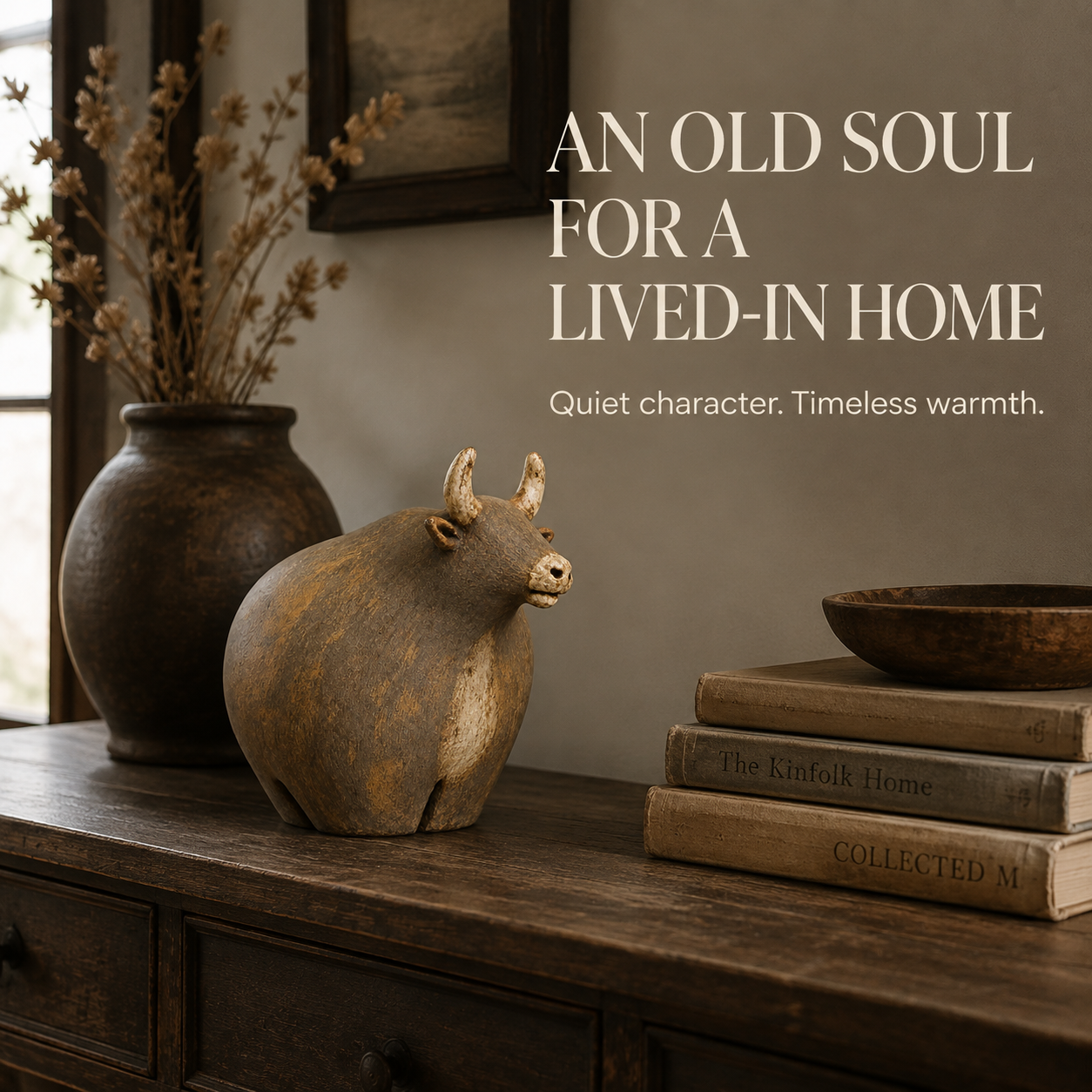 Old Soul Vintage-Inspired Bull Figurine