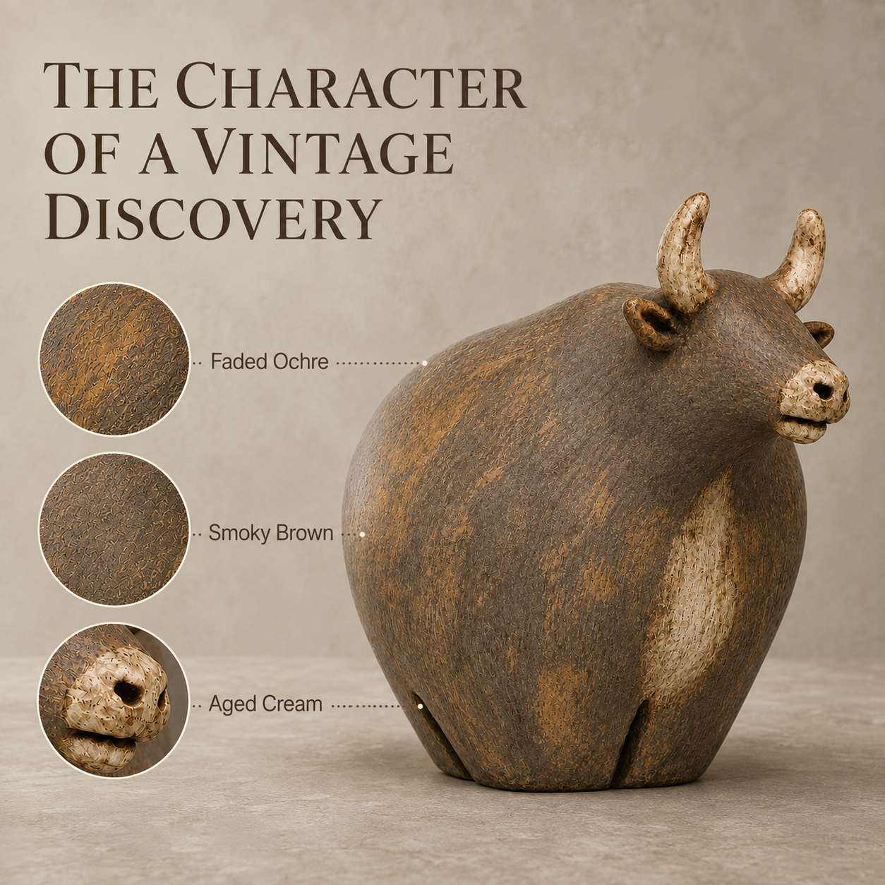 Old Soul Vintage-Inspired Bull Figurine