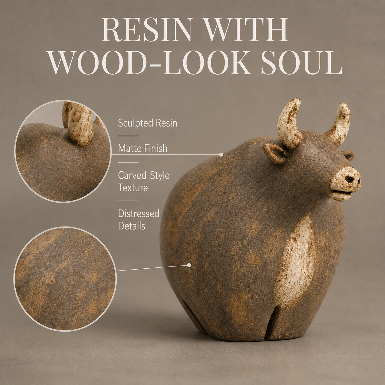 Old Soul Vintage-Inspired Bull Figurine