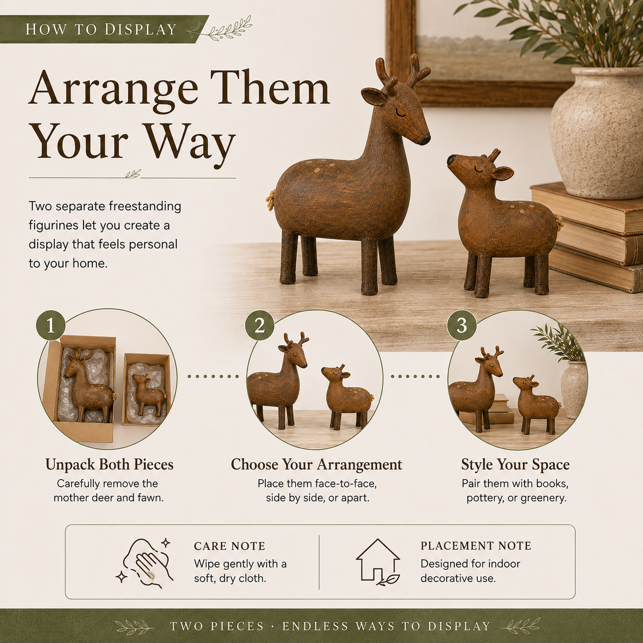 By Her Side – Vintage Mother Deer & Fawn Figurine Set