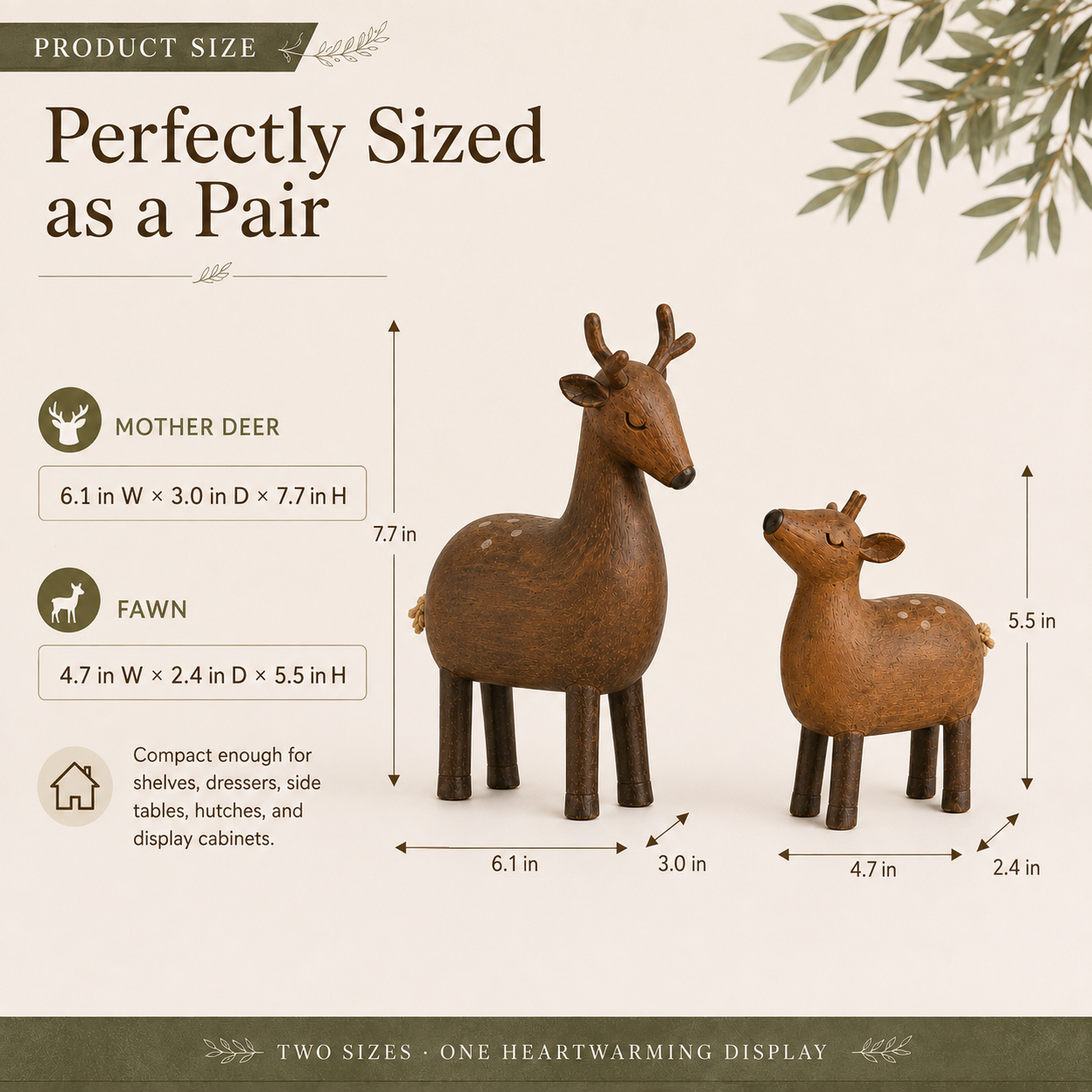 By Her Side – Vintage Mother Deer & Fawn Figurine Set