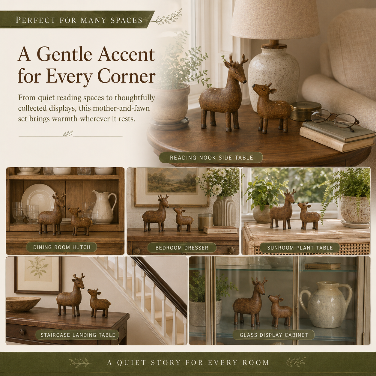 By Her Side – Vintage Mother Deer & Fawn Figurine Set