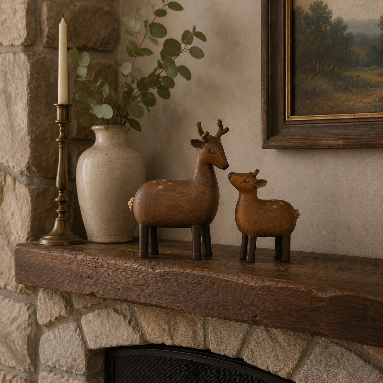 By Her Side – Vintage Mother Deer & Fawn Figurine Set