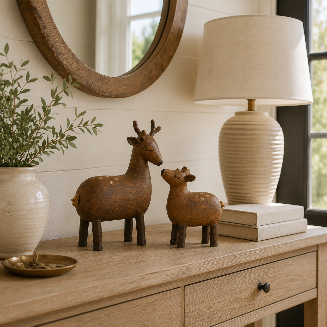 By Her Side – Vintage Mother Deer & Fawn Figurine Set