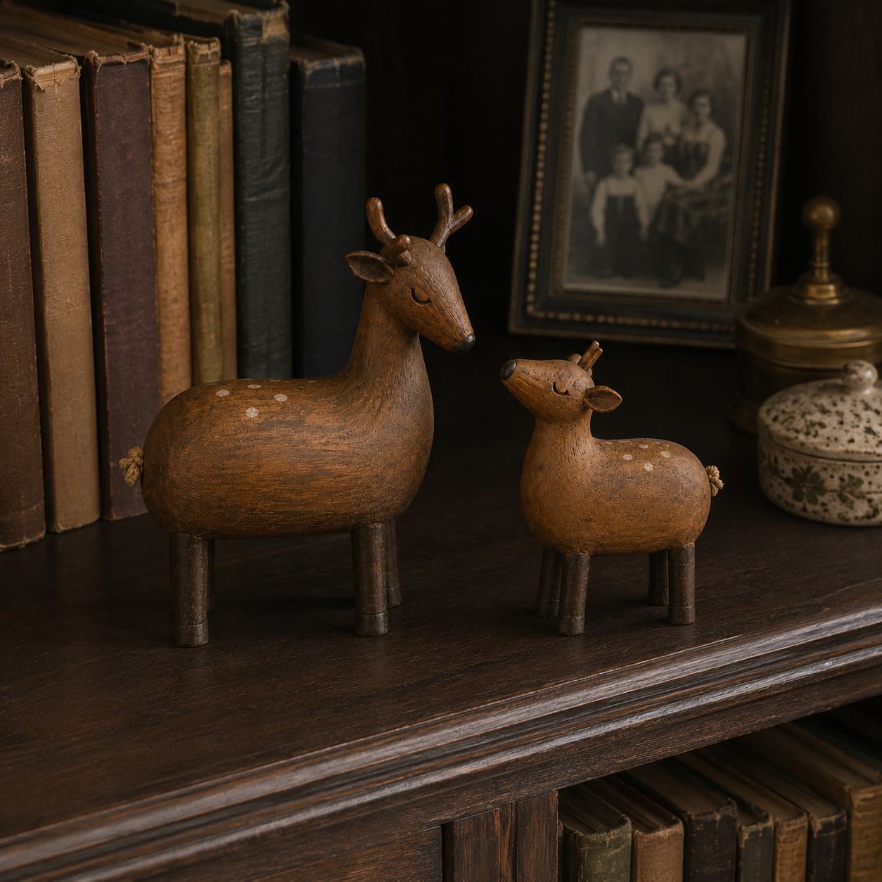 By Her Side – Vintage Mother Deer & Fawn Figurine Set