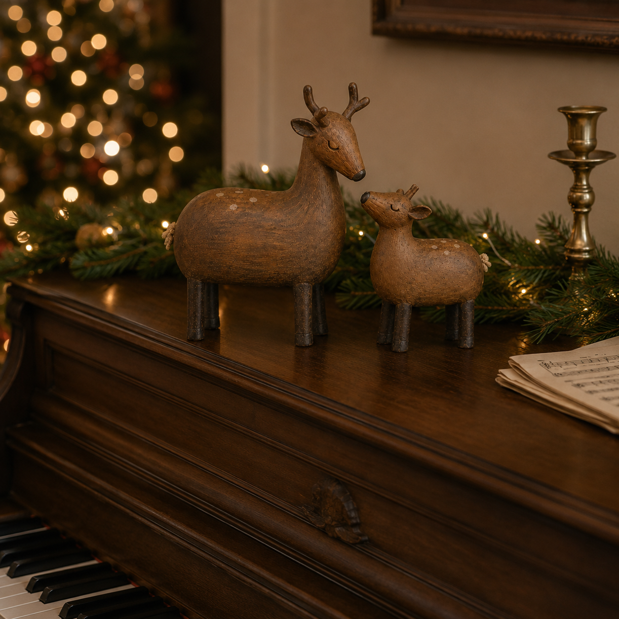 By Her Side – Vintage Mother Deer & Fawn Figurine Set