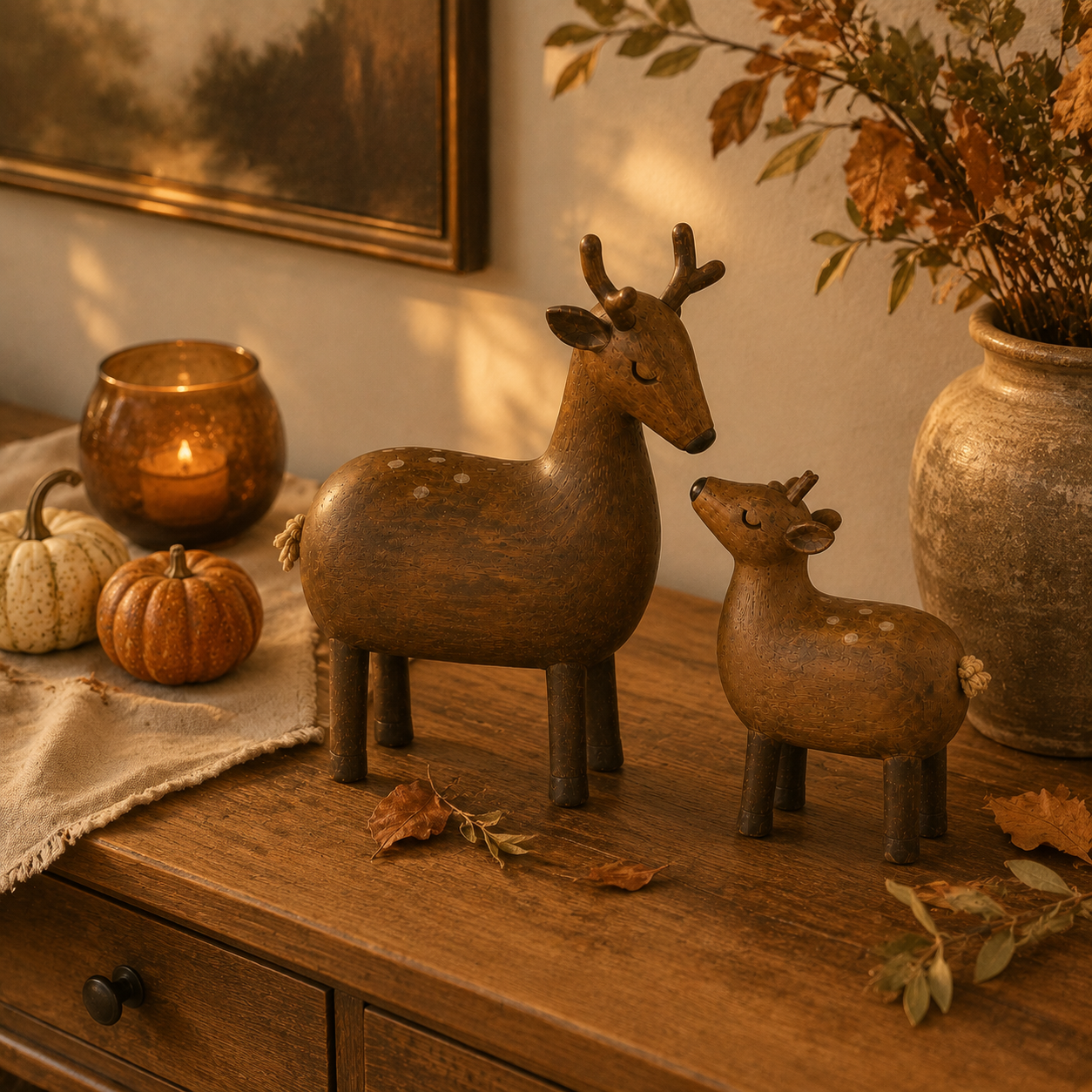 By Her Side – Vintage Mother Deer & Fawn Figurine Set