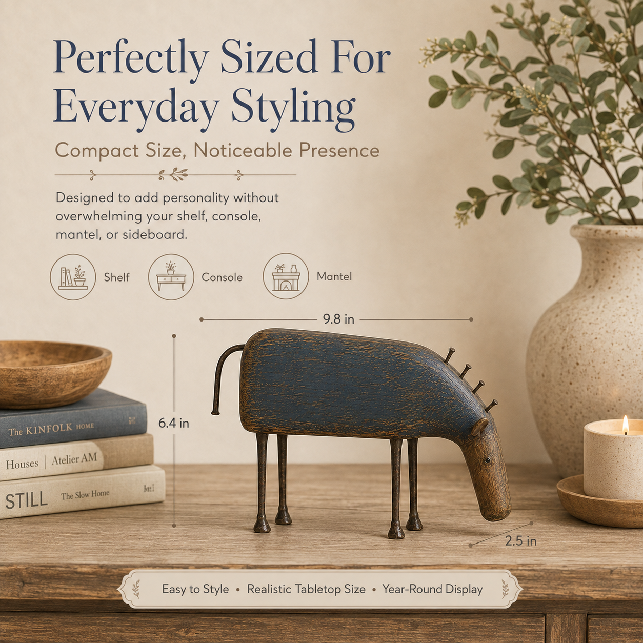 Weathered Indigo Folk Art Horse Figurine