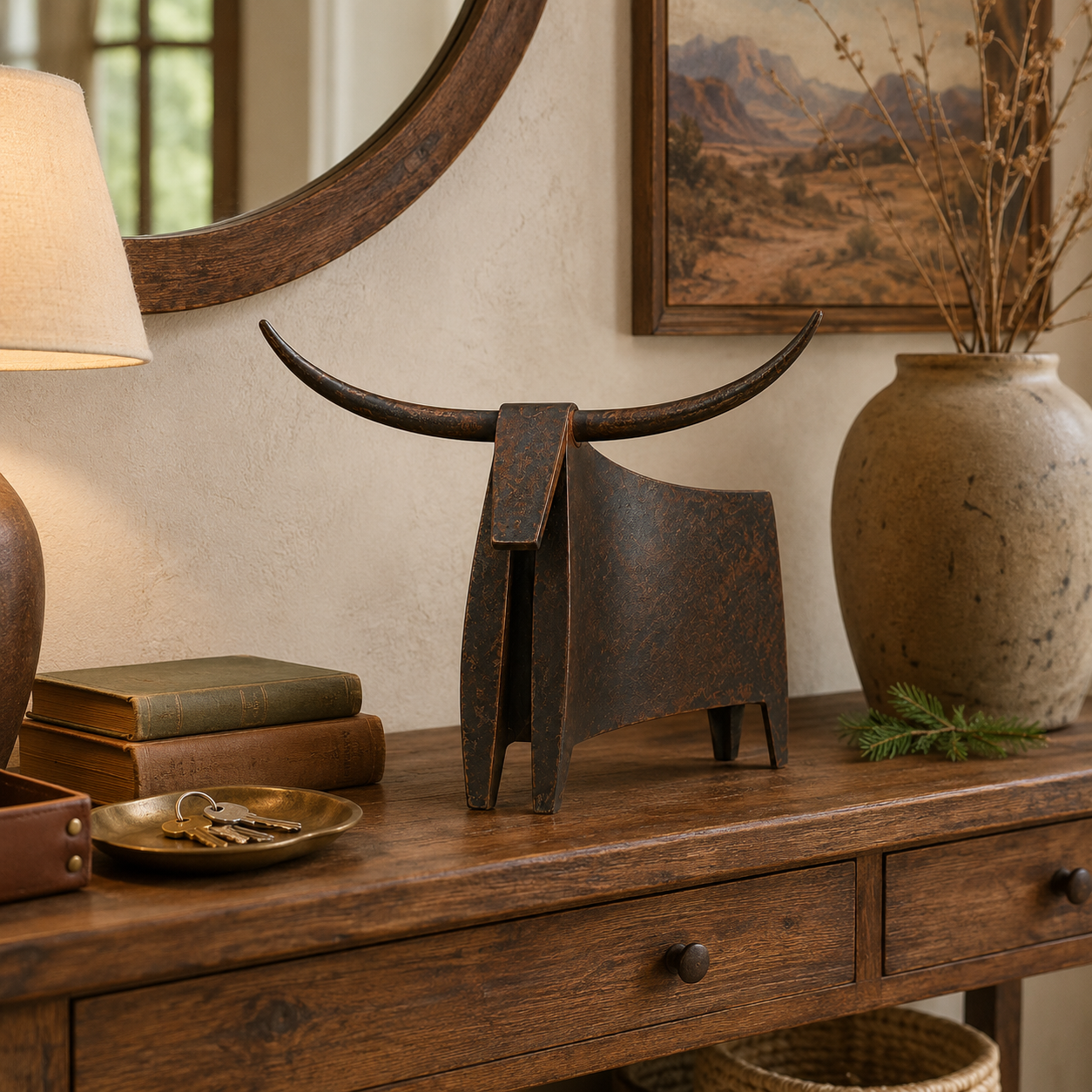 Vintage Longhorn Metal Sculpture