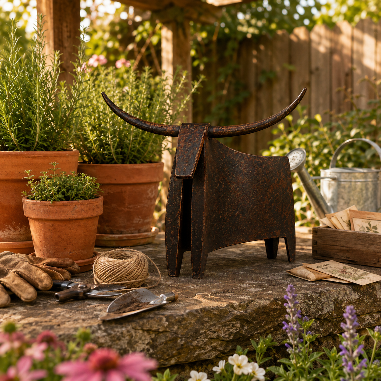 Vintage Longhorn Metal Sculpture