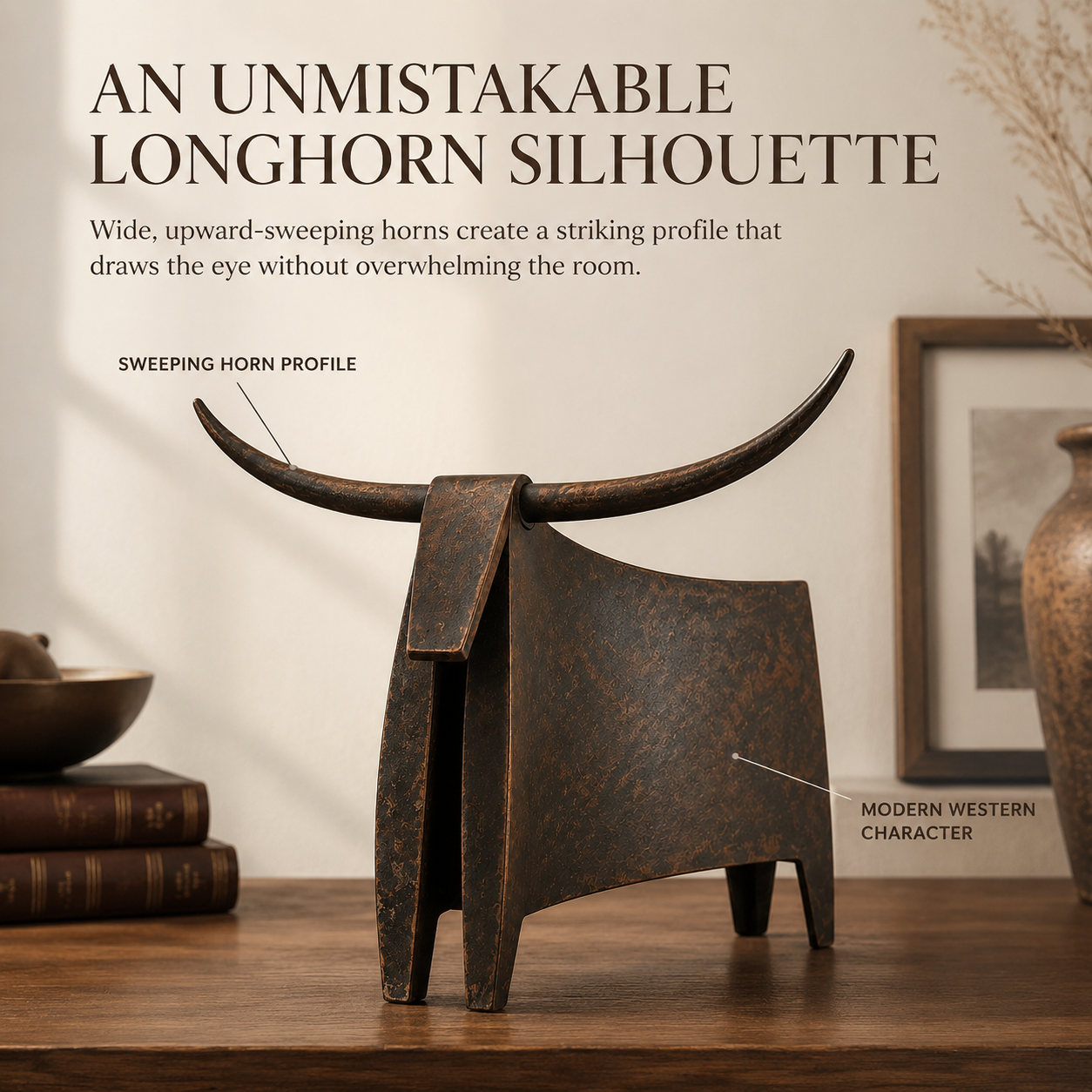 Vintage Longhorn Metal Sculpture