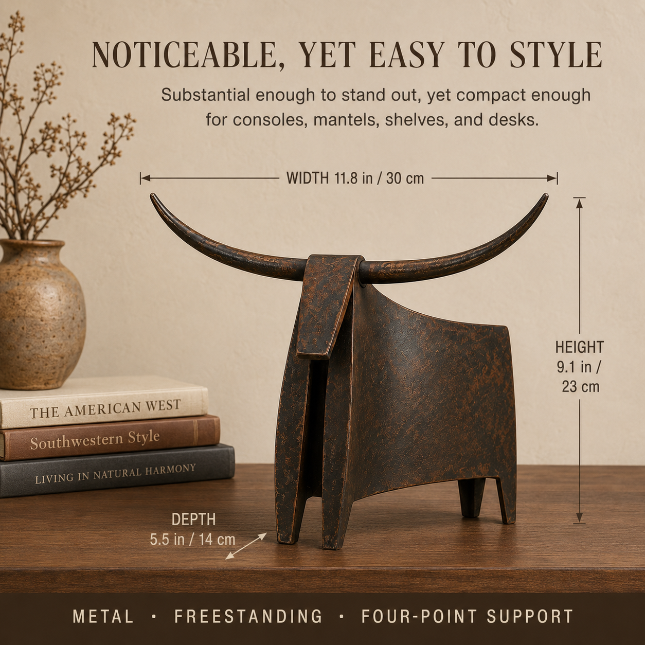 Vintage Longhorn Metal Sculpture