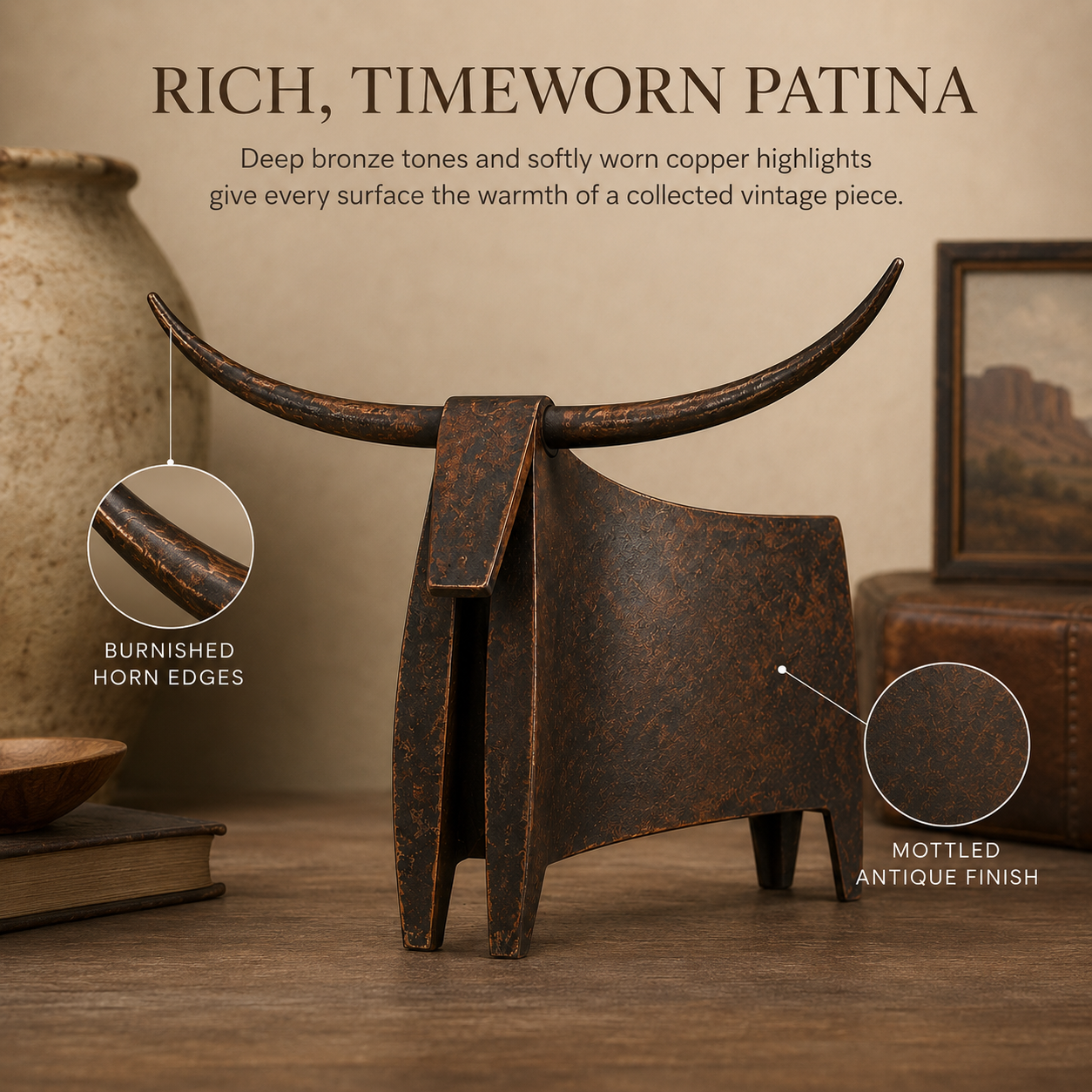 Vintage Longhorn Metal Sculpture