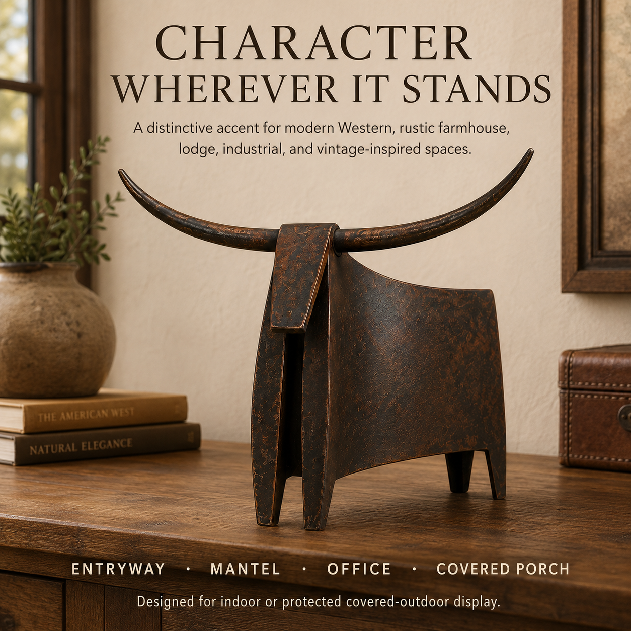 Vintage Longhorn Metal Sculpture