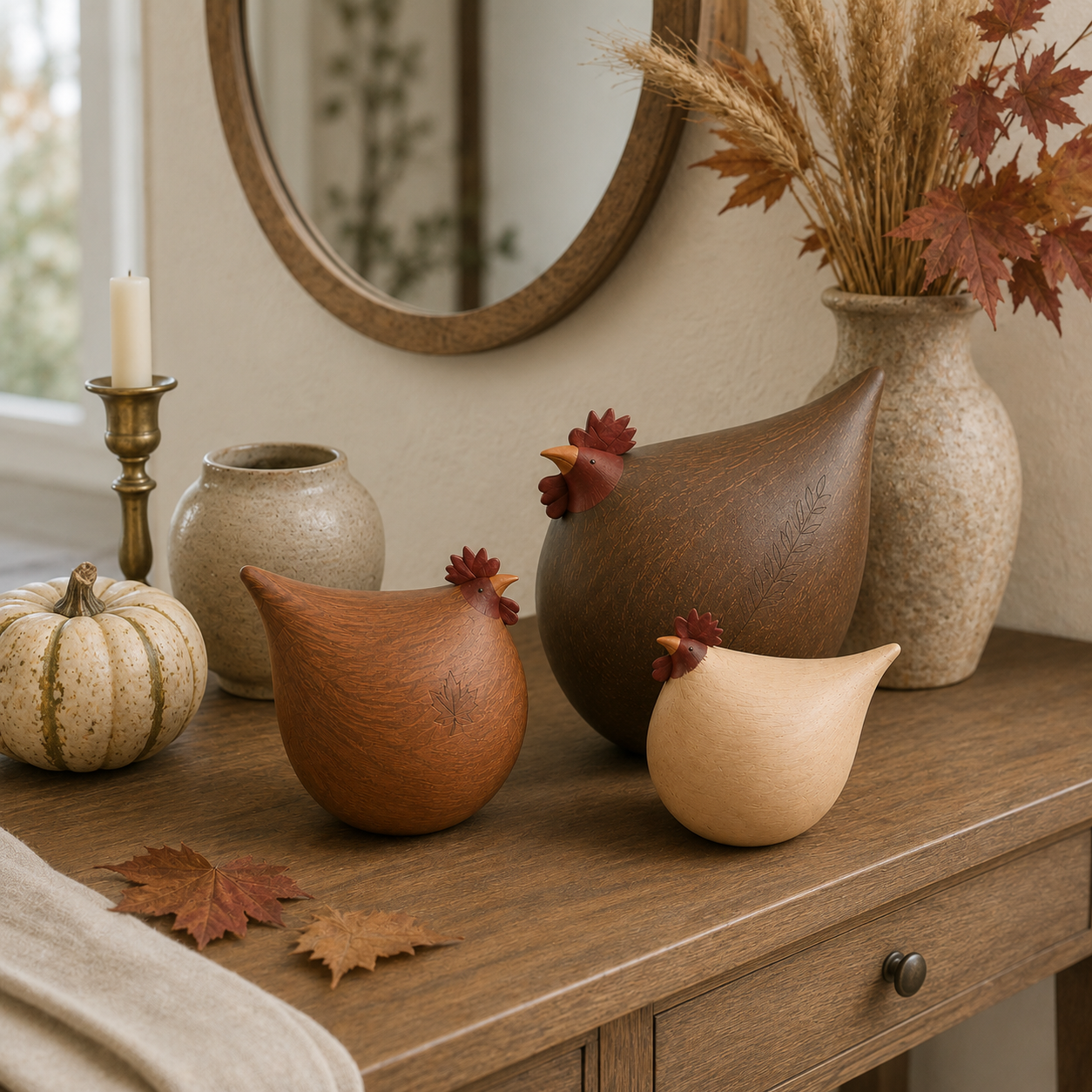 Autumn Harvest Hen Family – Set of 3