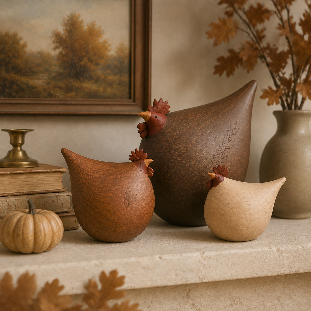 Autumn Harvest Hen Family – Set of 3
