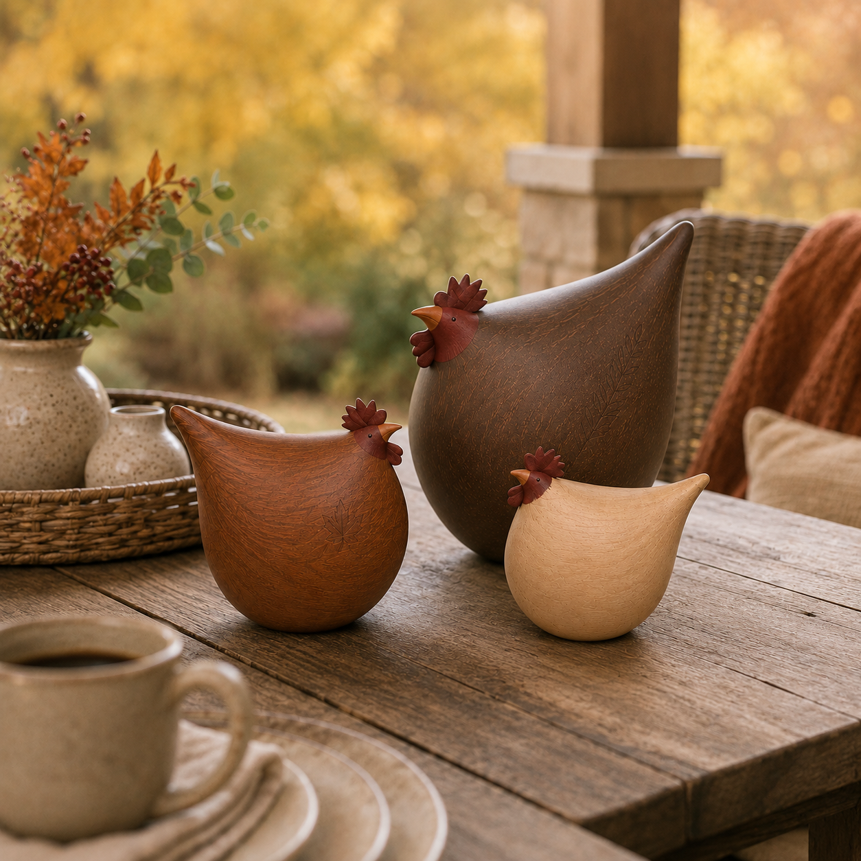 Autumn Harvest Hen Family – Set of 3