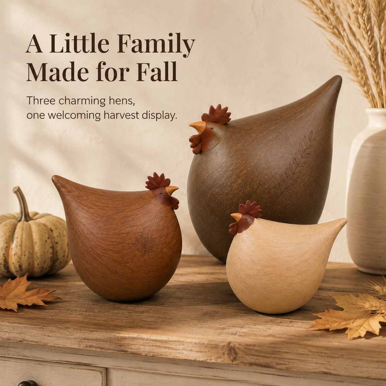 Autumn Harvest Hen Family – Set of 3