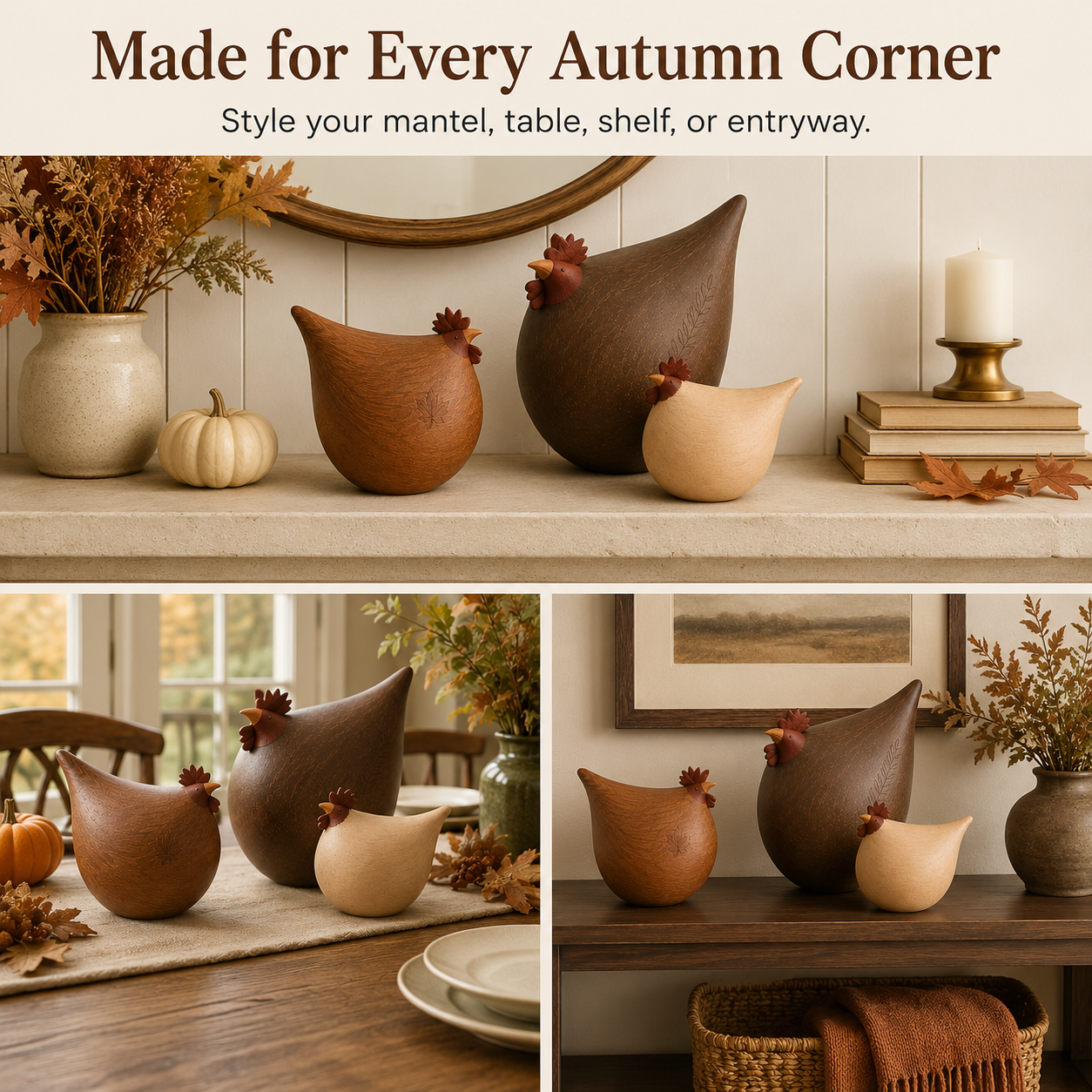 Autumn Harvest Hen Family – Set of 3