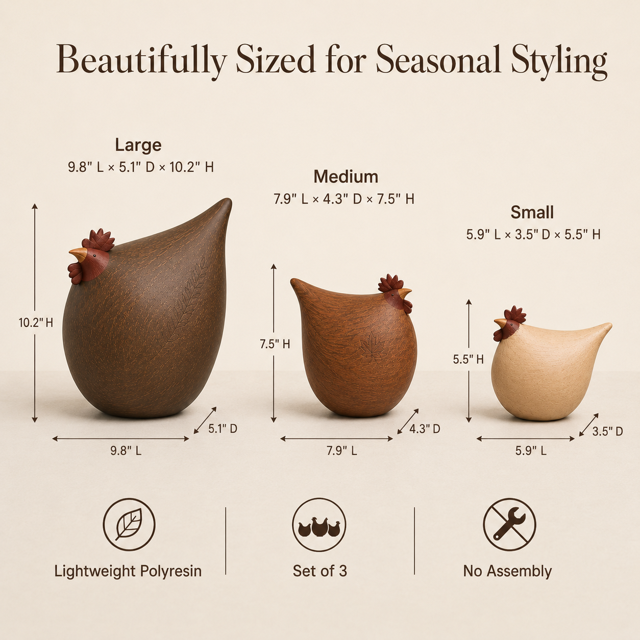 Autumn Harvest Hen Family – Set of 3