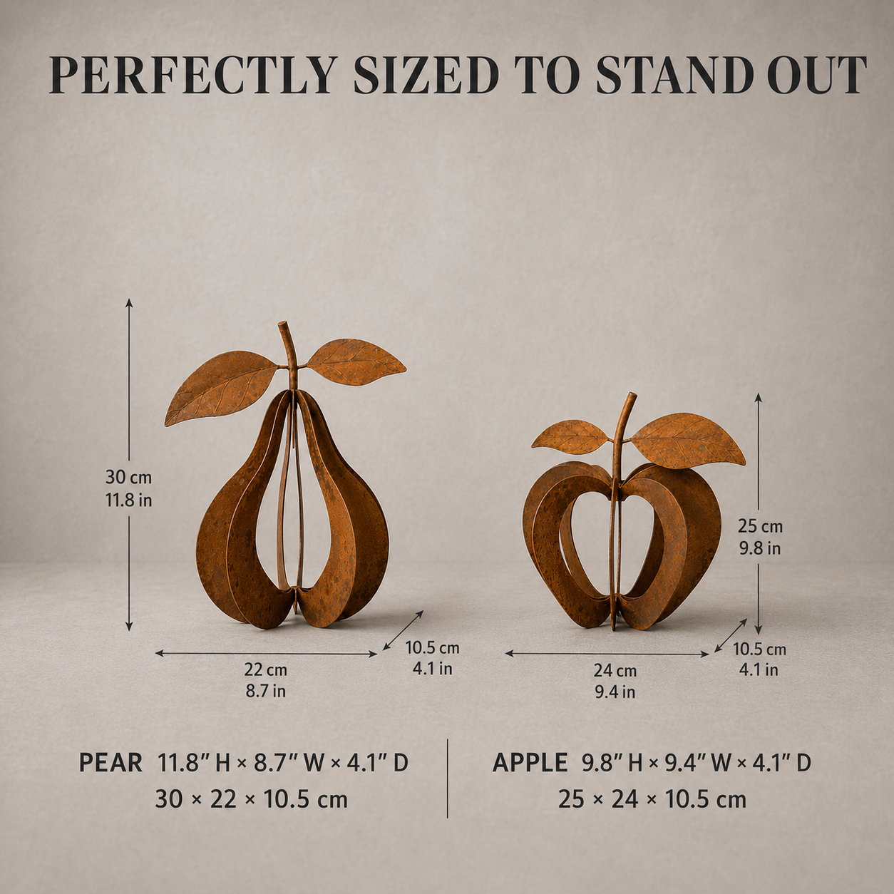 Rustic Orchard Metal Fruit Sculpture