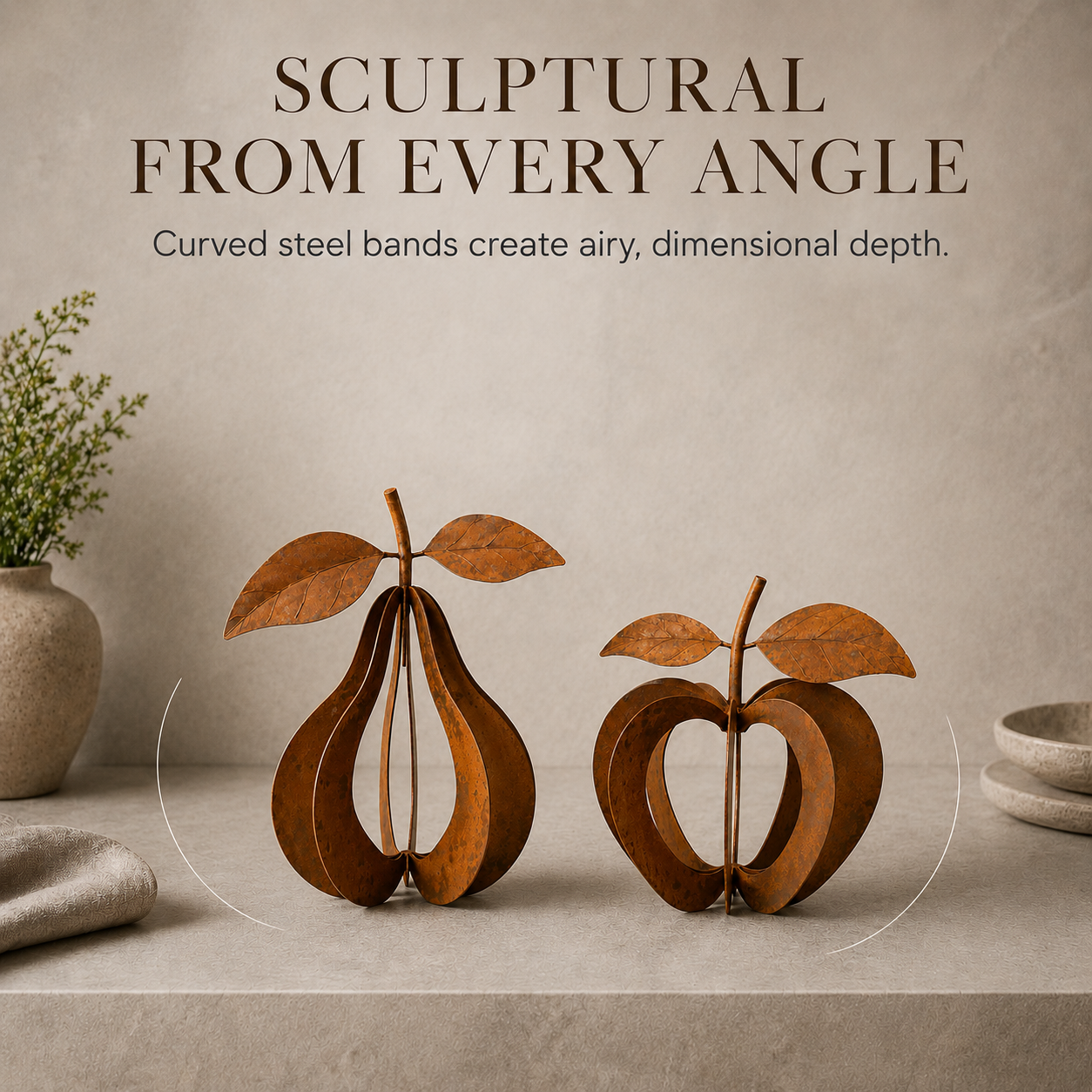 Rustic Orchard Metal Fruit Sculpture