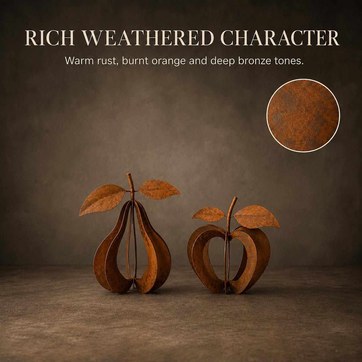 Rustic Orchard Metal Fruit Sculpture