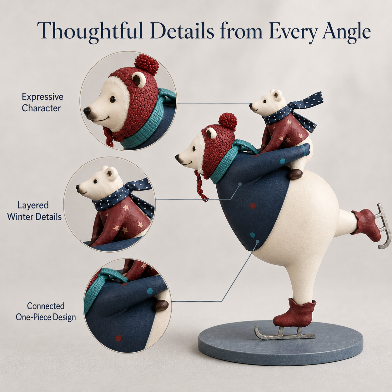 Skating Together Polar Bear Sculpture