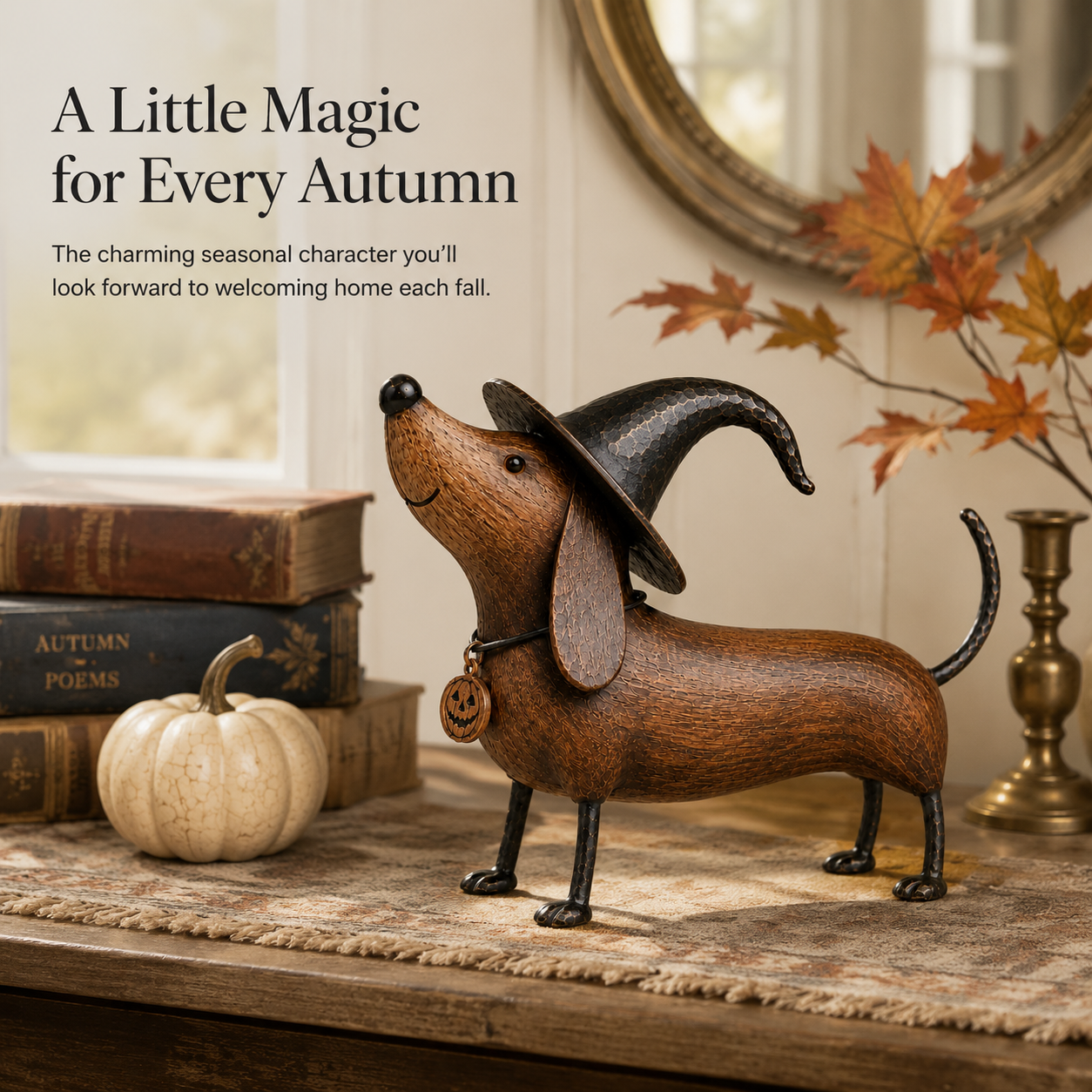 Witchy Dachshund Halloween Figurine