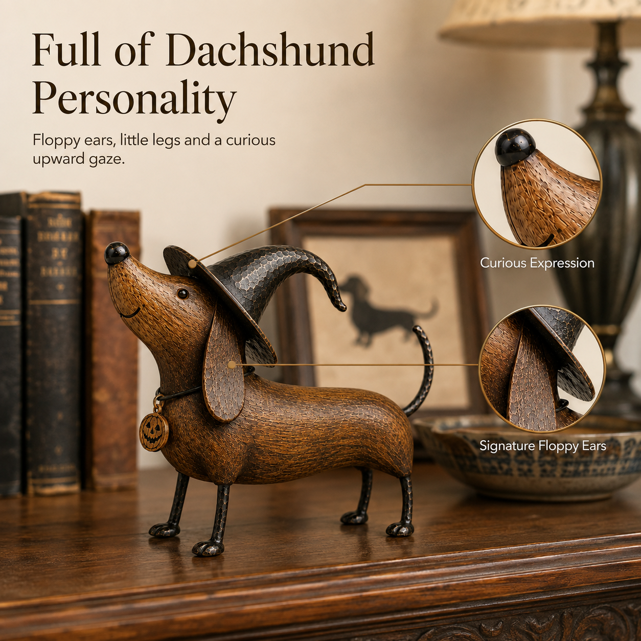 Witchy Dachshund Halloween Figurine