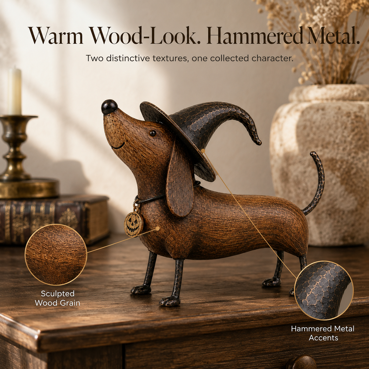 Witchy Dachshund Halloween Figurine