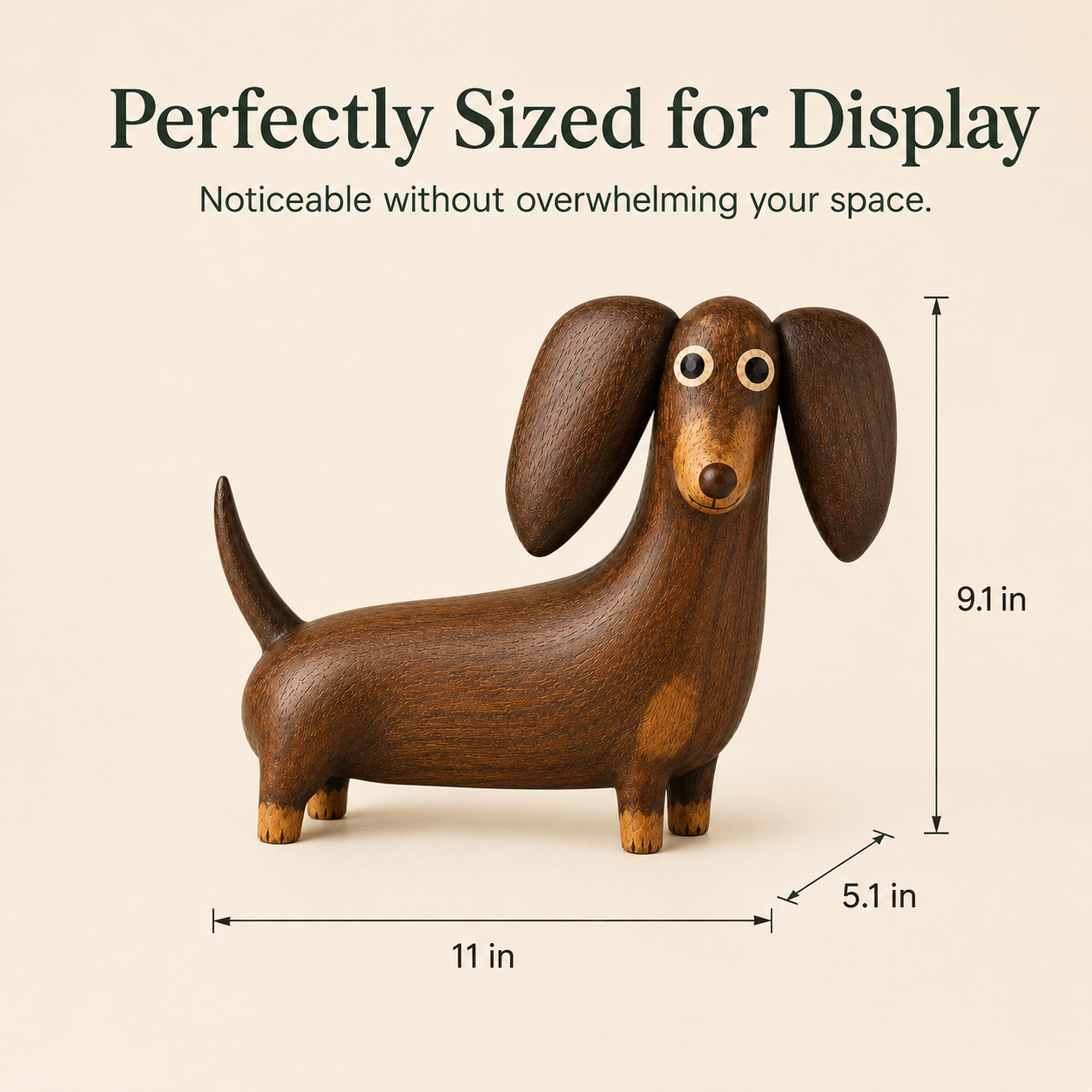 Whimsical Wood-Look Dachshund Sculpture