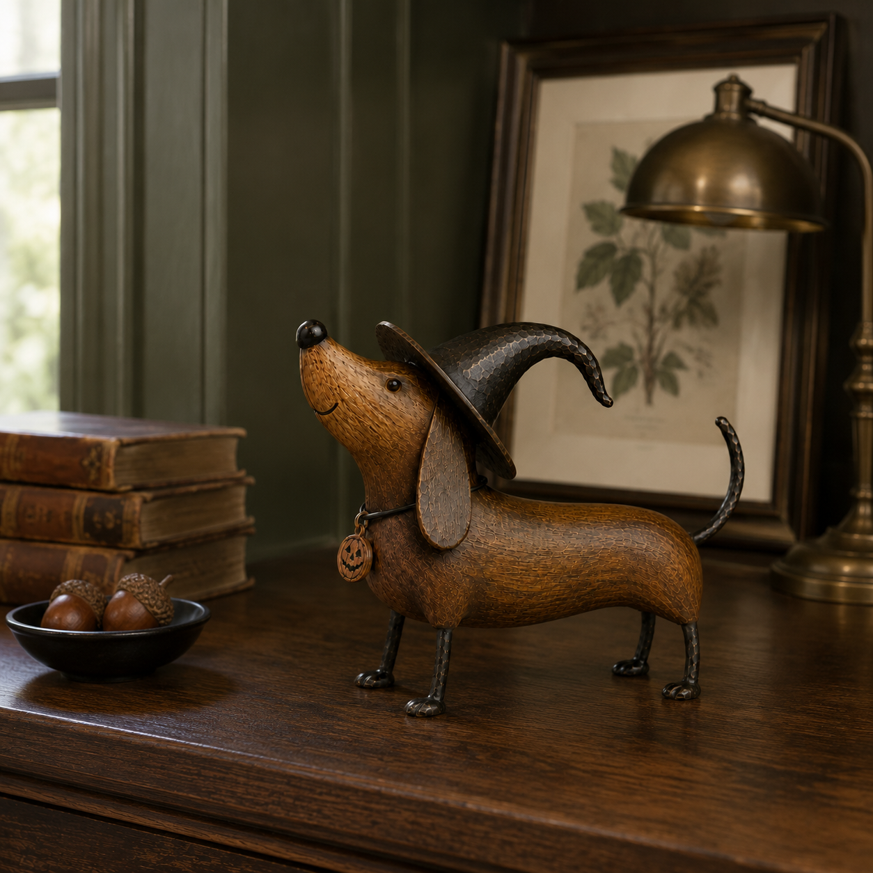 Witchy Dachshund Halloween Figurine