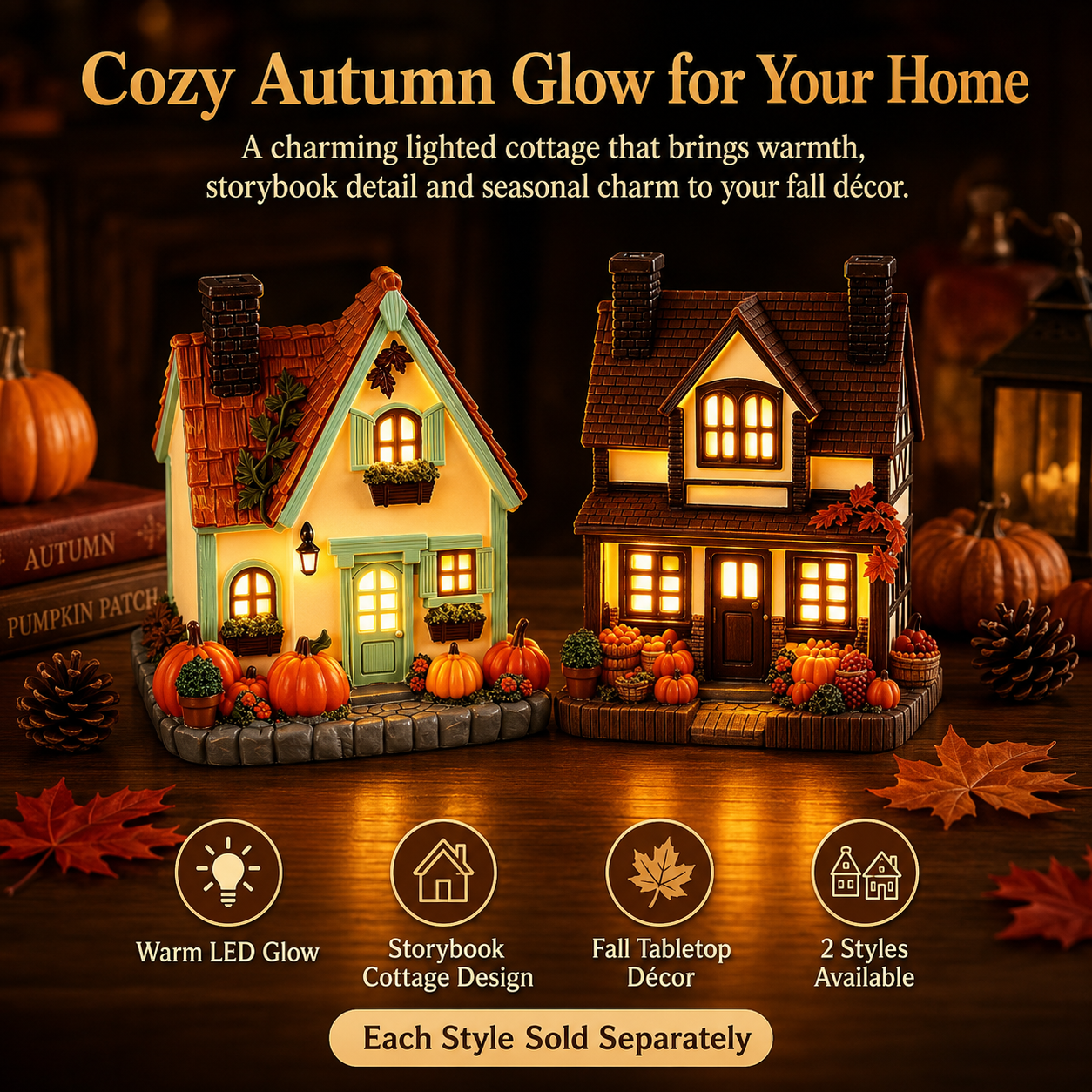 Lighted Autumn Cottage House