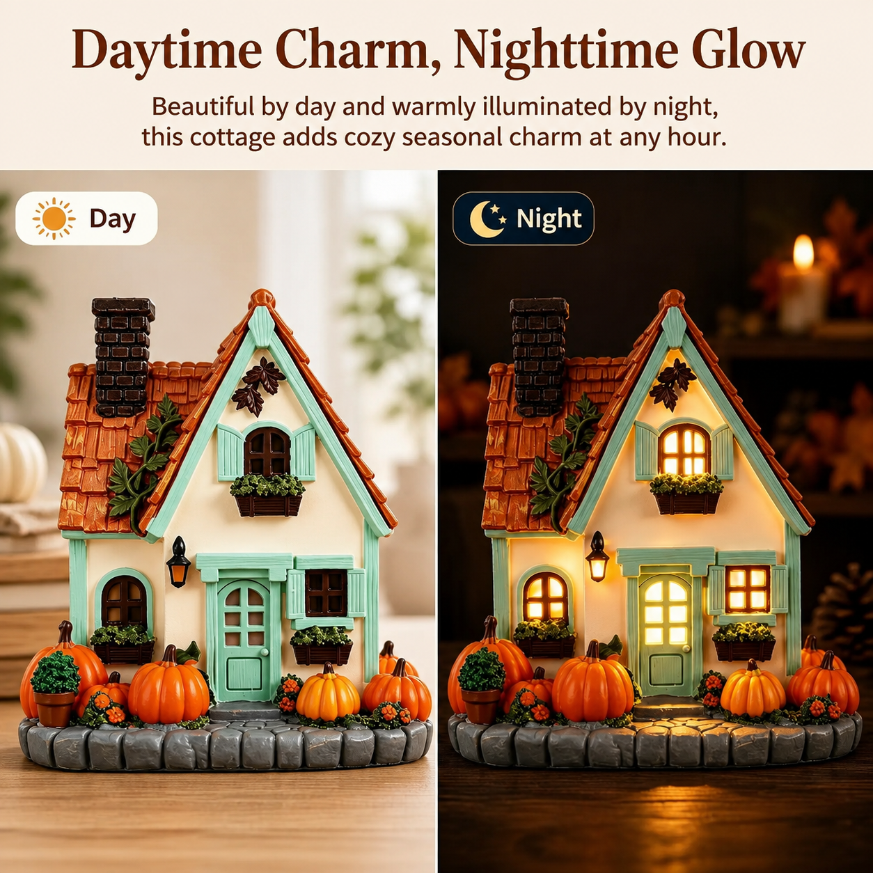 Lighted Autumn Cottage House