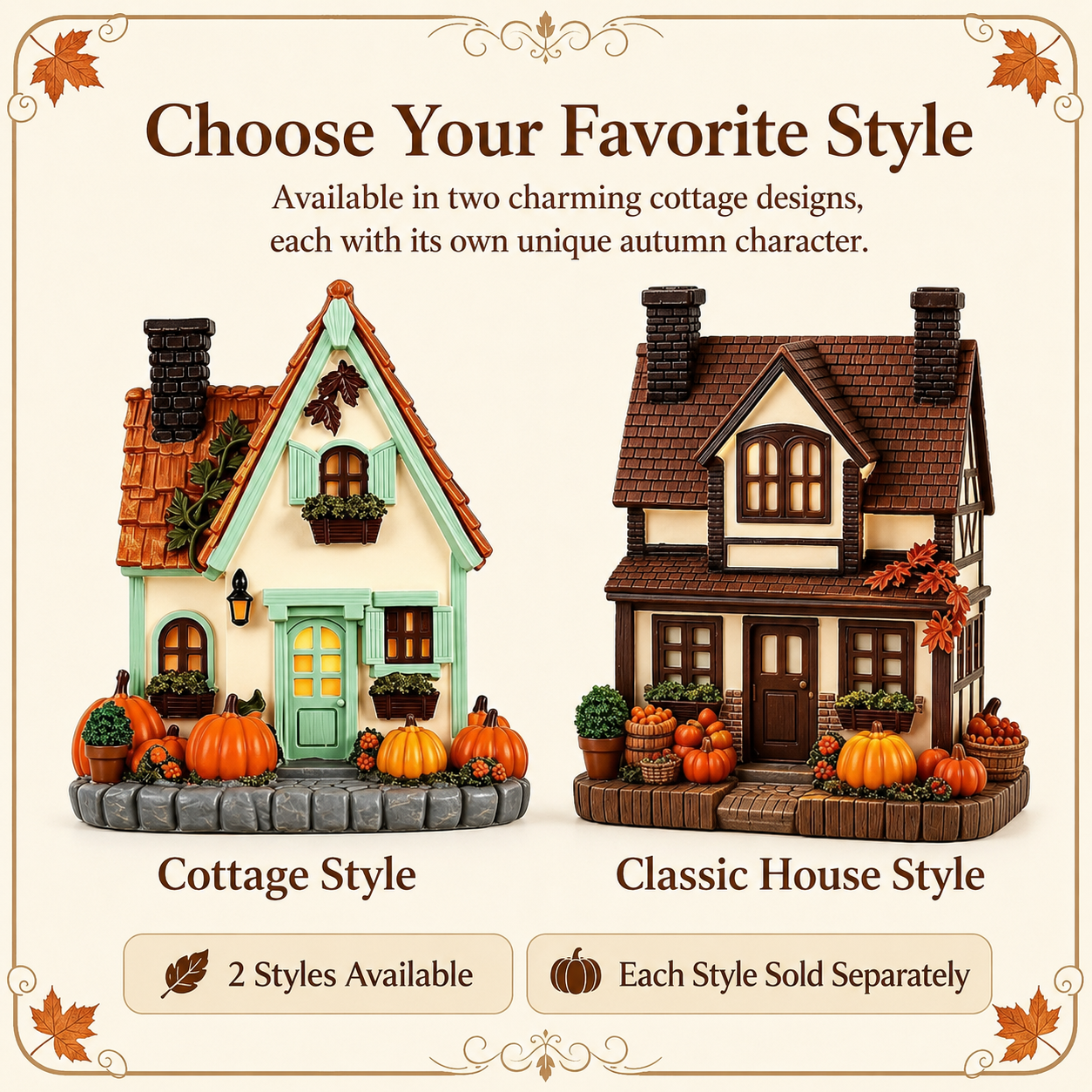 Lighted Autumn Cottage House