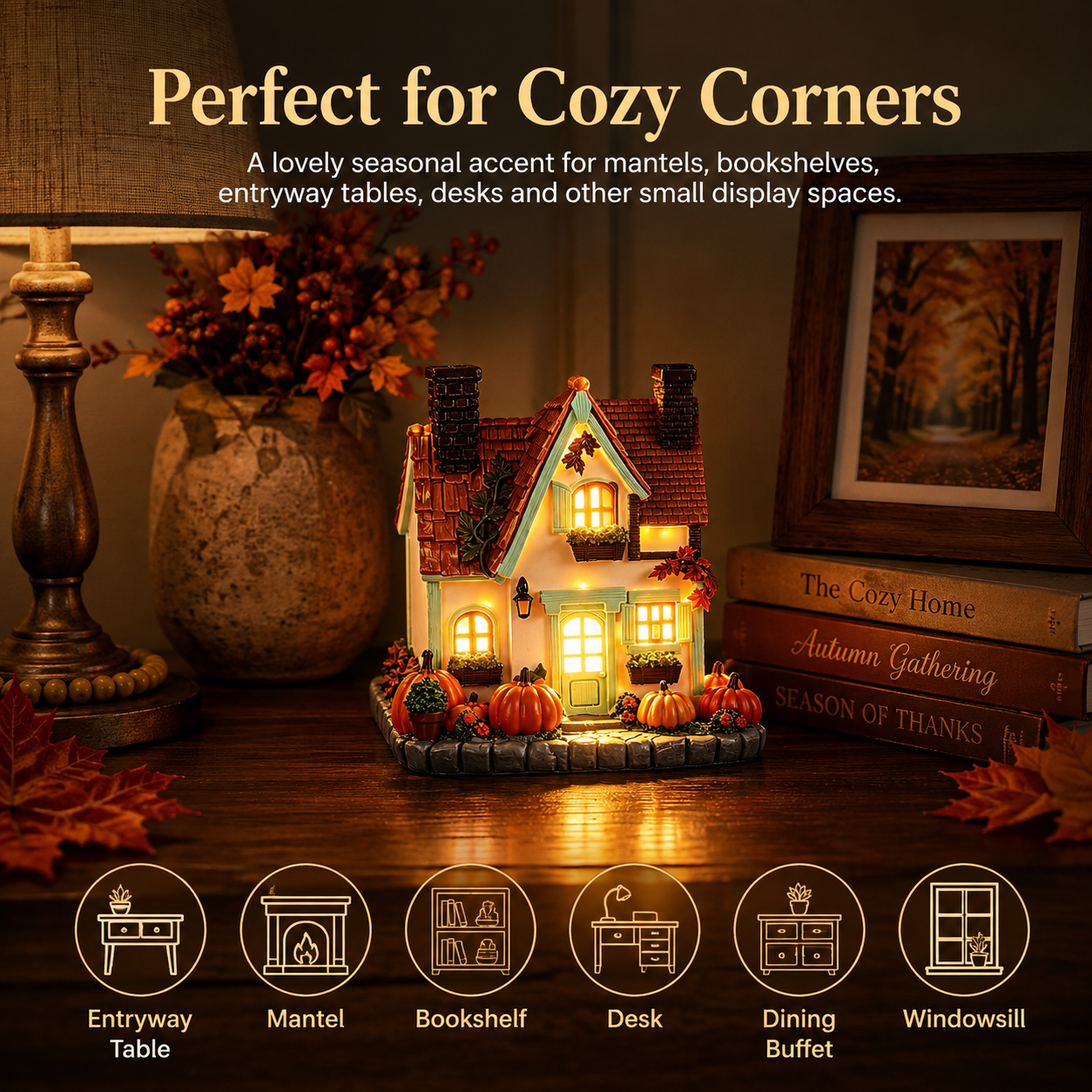 Lighted Autumn Cottage House