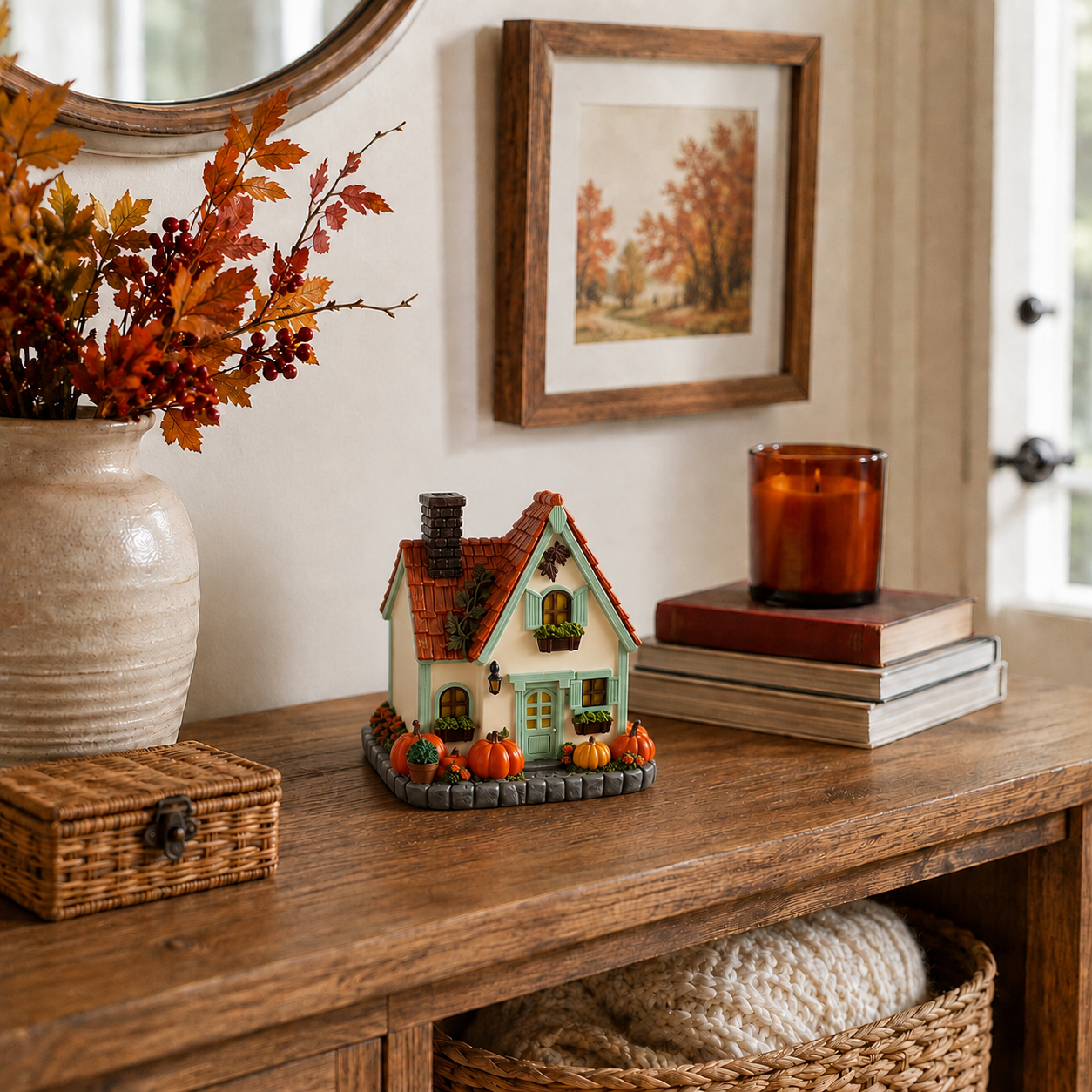 Lighted Autumn Cottage House