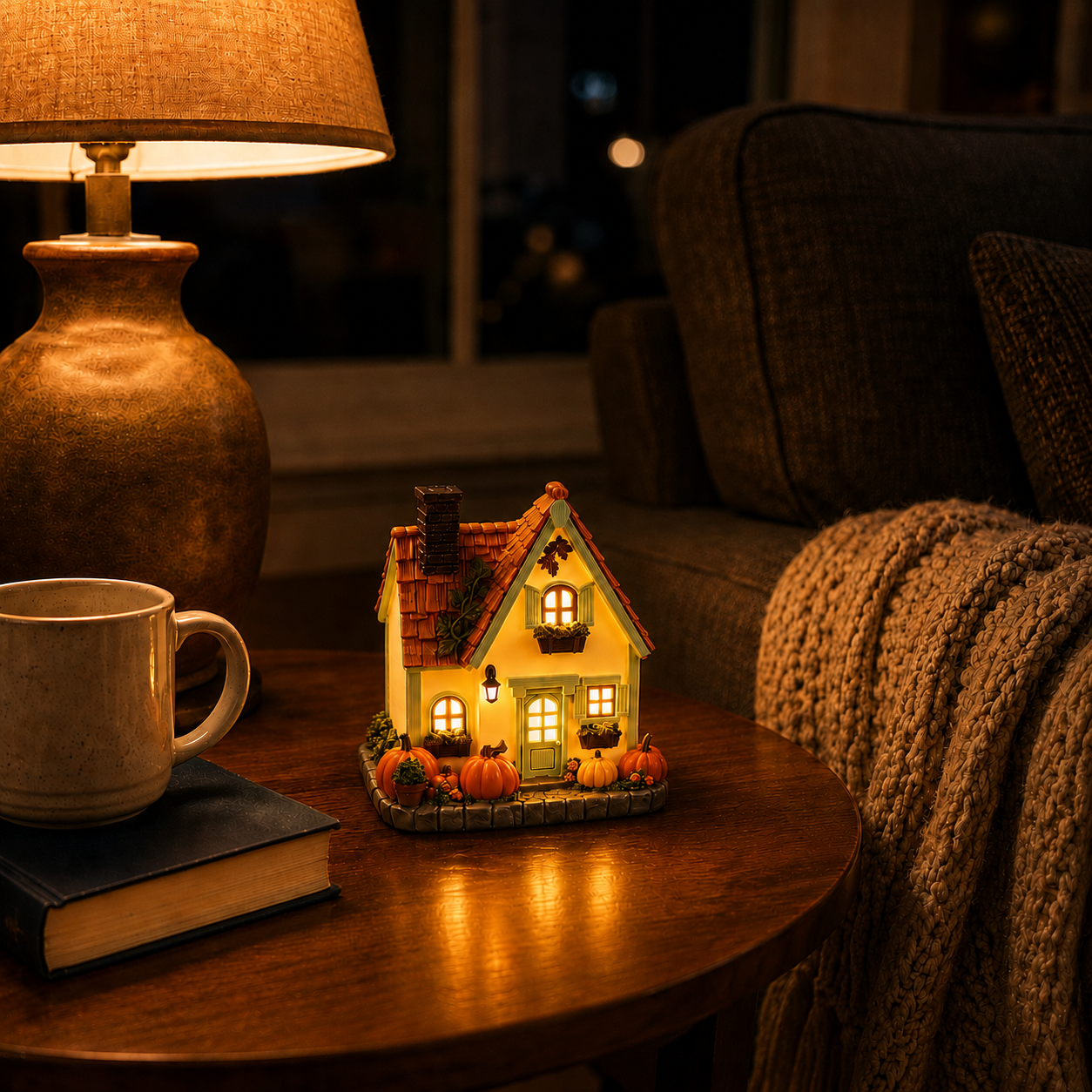 Lighted Autumn Cottage House